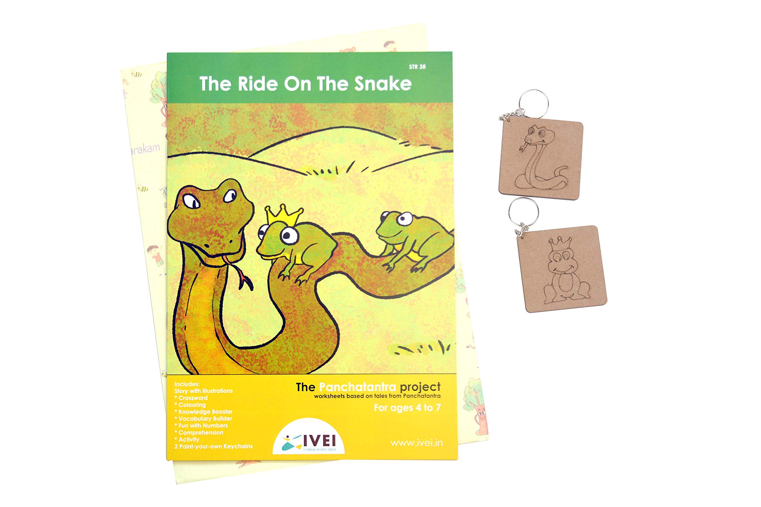 IVEI Panchatantra Story Kids Learning Book - Workbook and 2 DIY Keychains - Colouring Activity Worksheets - Creative Fun Activity and Education for Kids - The Ride on a Snake (Age 4 to 7 Years) - Image 3 thumbnail