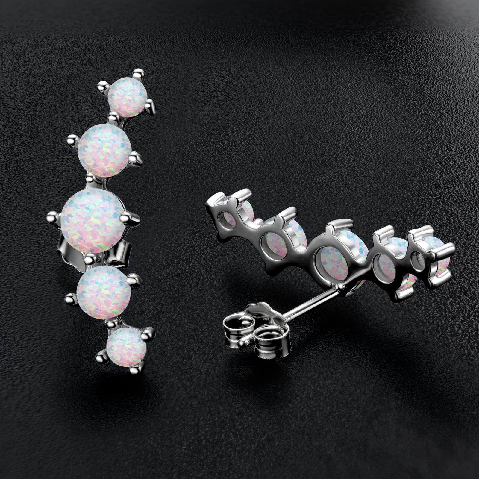 Opal-Ohrstecker für Frauen, hypoallergenes Sterlingsilber, Geburtsstein im Marquise-/Oval-/Rundschliff, Weihnachts- und Geburtstagsgeschenke für Frauen