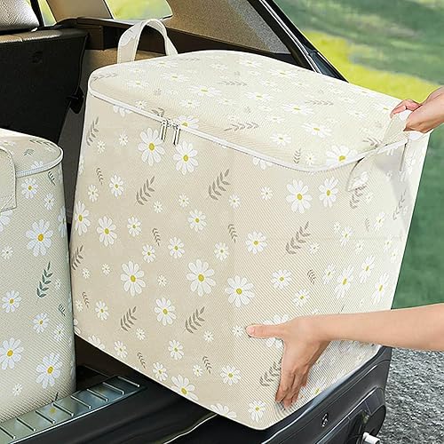 Miniatura 2 de Contenedores de almacenamiento no tejidos con estampado floral con tapas y cremalleras, organizadores plegables para armario y caja de