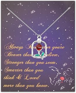 Belle Rose Flower Pendant Necklace Belle And Beast Fairytale Gifts Always Remember You're Braver Jewelry