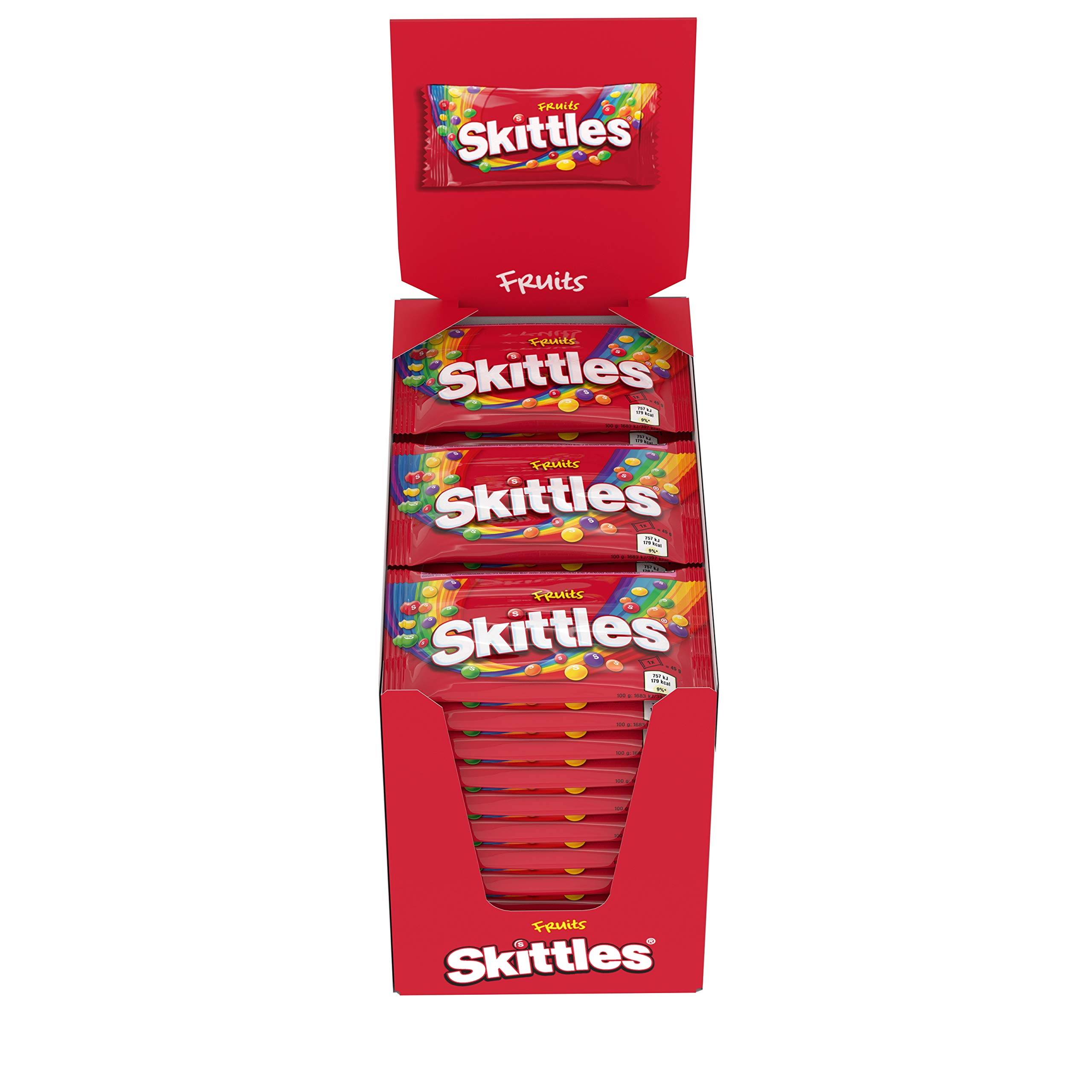 SKITTLES - Bonbons Goût Fruits - 36 Sachets de 45g - Goûts Cassis, Citron, Citron Vert, Orange & Fraise - Vegan - Grand Format - 1,620kg
