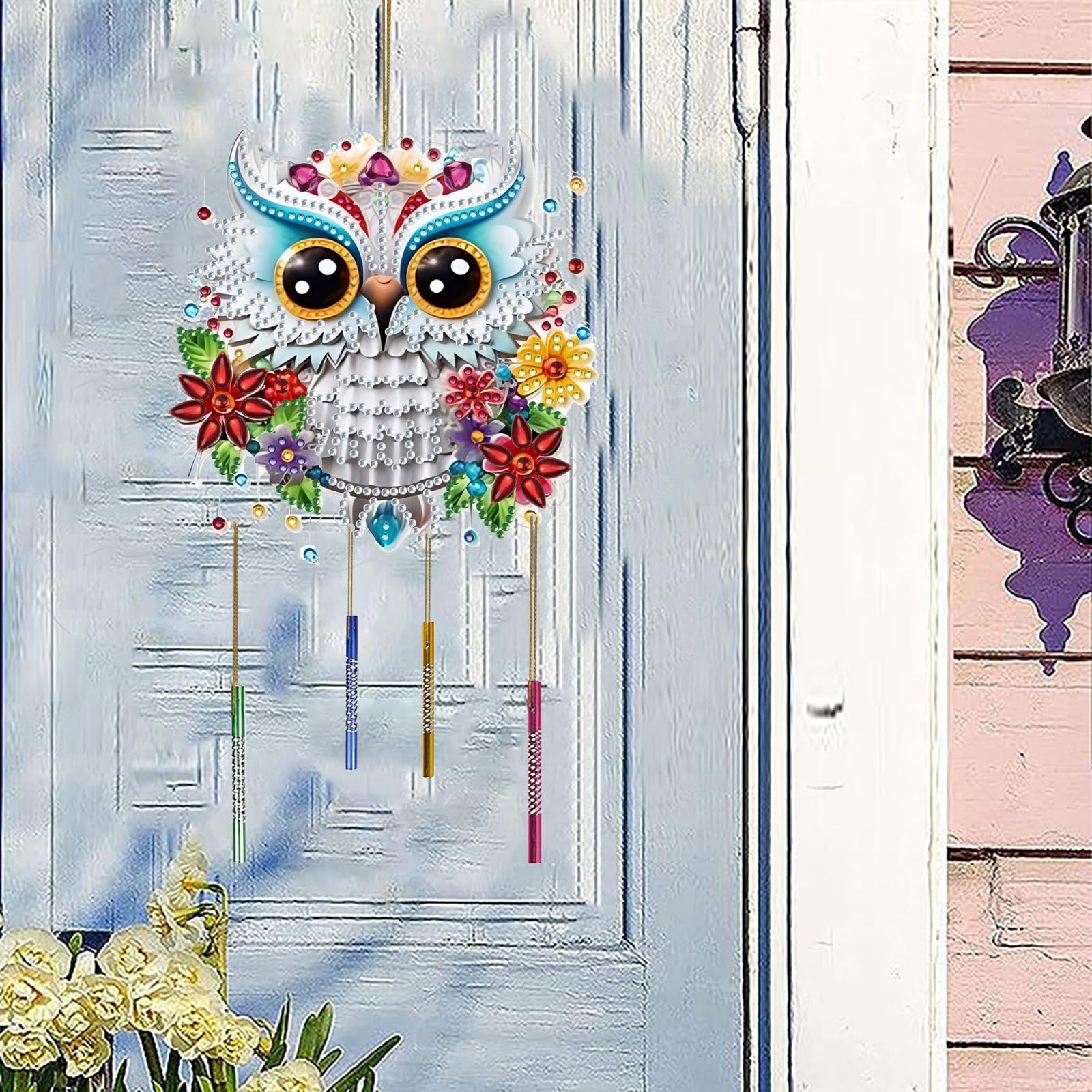 ARTopet 2Pcs DIY Diamond Wind Chime Pendant Ornament Special Shaped Crystal PET Diamond Art Painting Hanging Double-Sided Pattern Single Sided Diamond for Home Garden Wall Door Decor-01