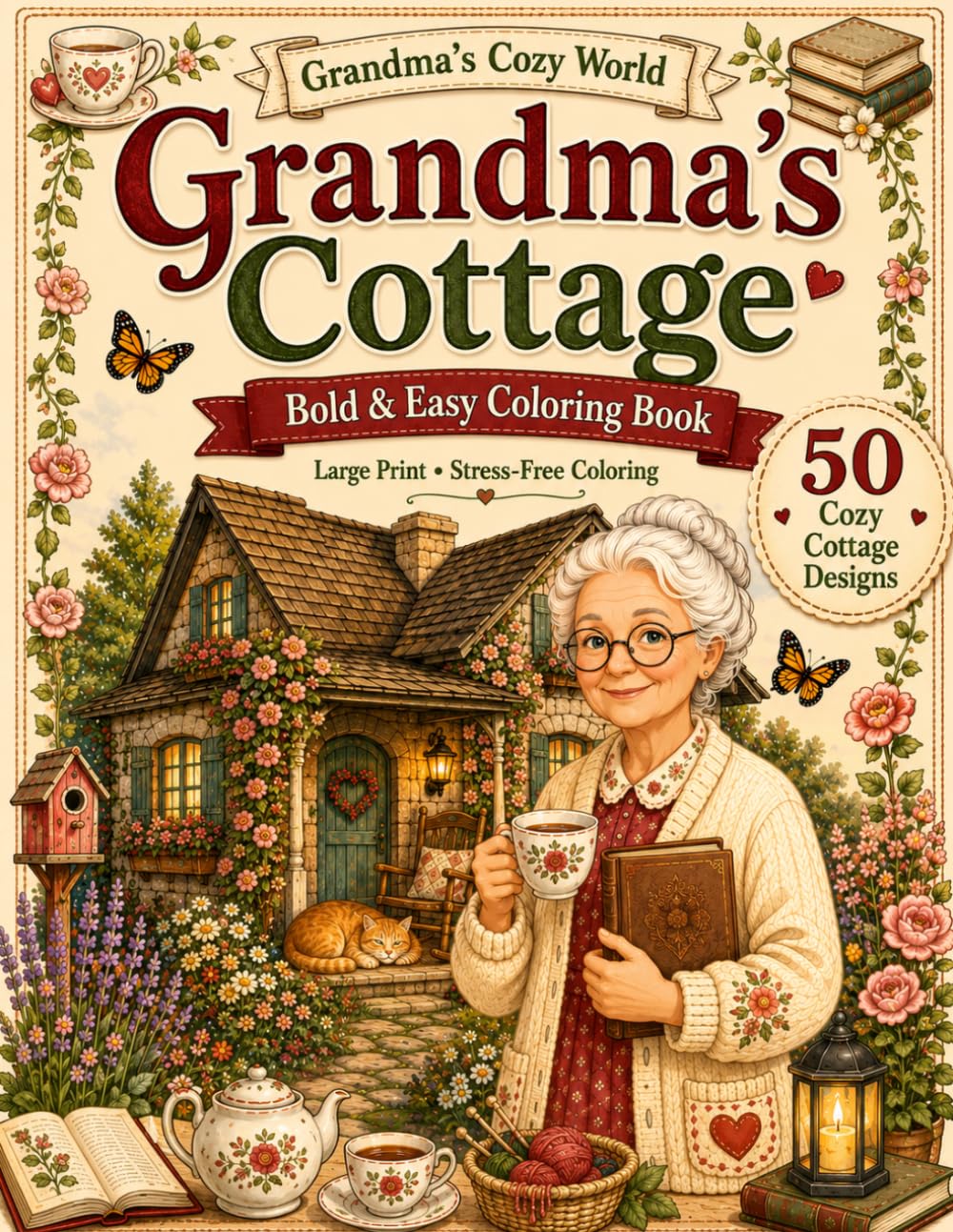 Grandma's Cottage: Cozy Cottage Scenes to Color and Enjoy (Grandma's Cozy World)
