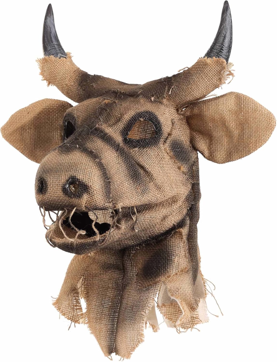 elope Bull Scarecrow Mouth Mover Mask - Movable Jaw Mask with Foam-Backed Burlap Hood