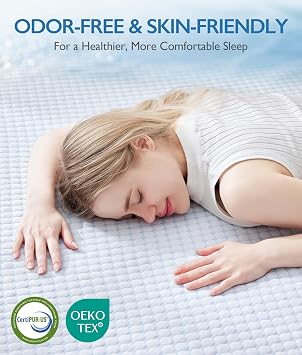 SINWEEK Cooling Memory Foam Mattress Topper for Pressure Relief, Bed Mattress Pad with Cooling Soft Cover and Corner Straps, CertiPUR-US Certified, 3 Inch Twin XL Size