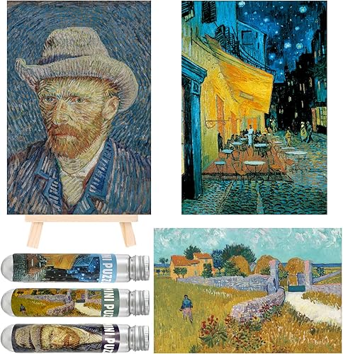 Rompecabezas pequeños de 150 piezas para adultos, 150 piezas, pintura al óleo, 6 x 4 pulgadas, 3 caballetes incluidos (café, granja en Provenza,