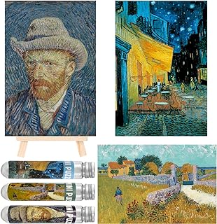 Small Jigsaw Puzzles for Adults 150 Pieces Mini Puzzles Oil Painting 6 x 4 Inches,3 Pcs Easel Included(Cafe,Farmhouse in Provence,Van Gogh Self-Portrait)