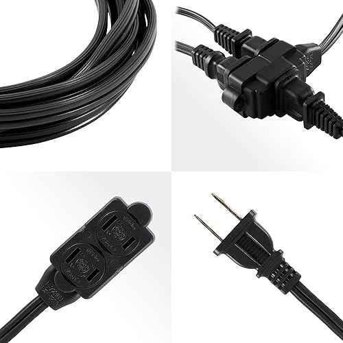 Miniatura 5 de GE Cable de extensión de 3 salidas con múltiples tomas, cable de extensión de 12 pies, paquete de 4 unidades, calibre 16, cubiertas de salida de
