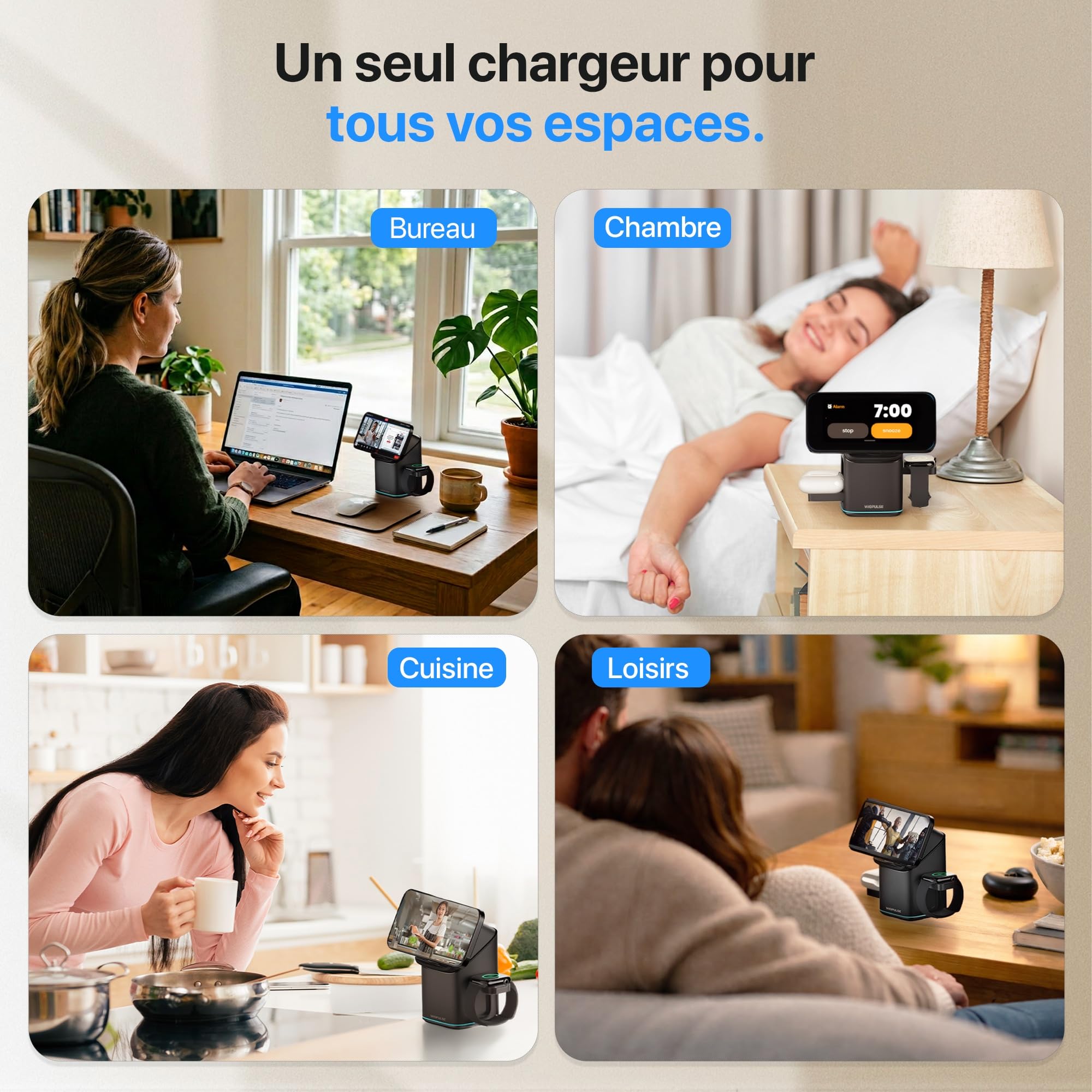 Station Charge 3en1 sans Fil pour iPhone Apple Watch AirPods