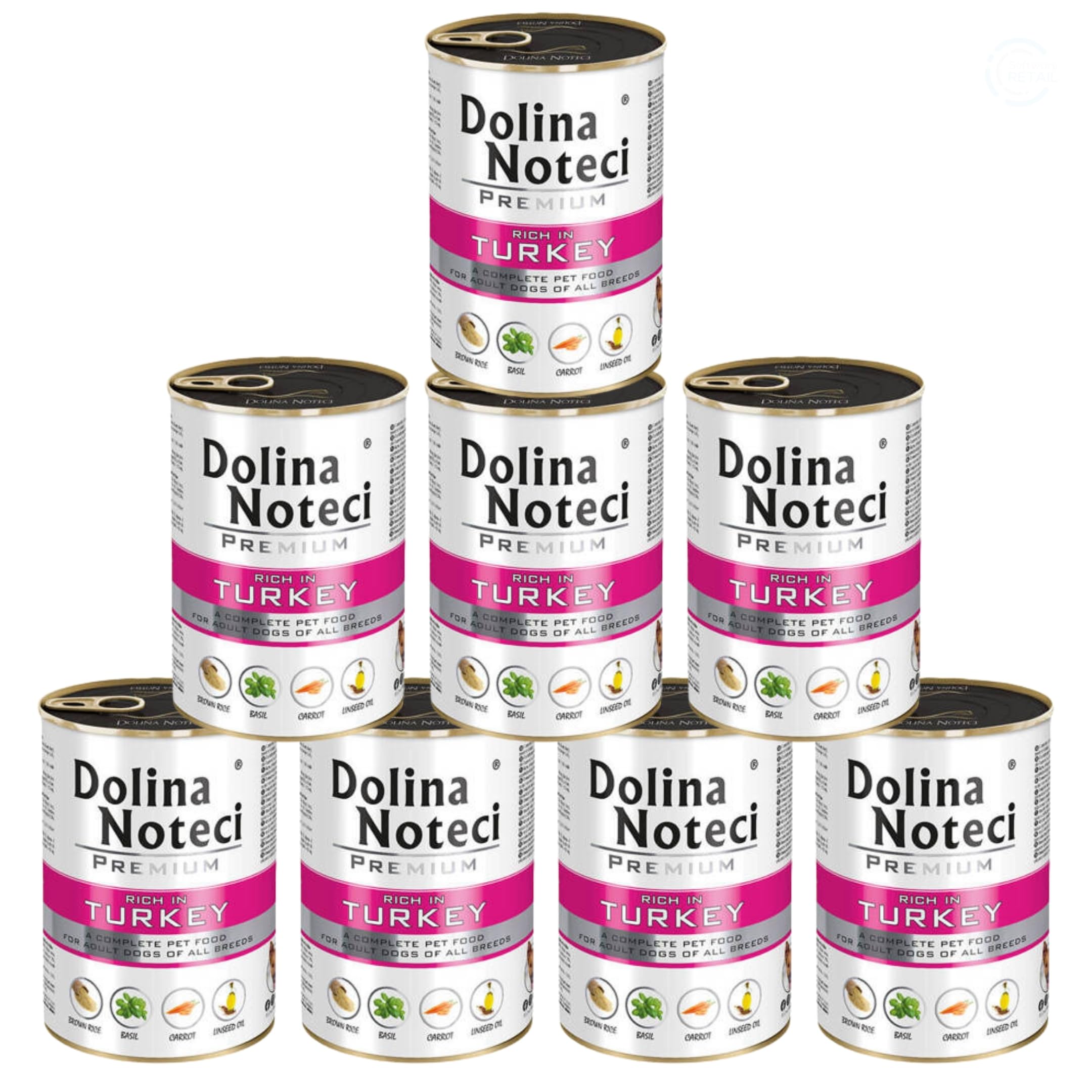 Dolina Noteci Premium Adult Wet Dog Food with Turkey, Complete Dog Food, Gluten-Free (8x400g)