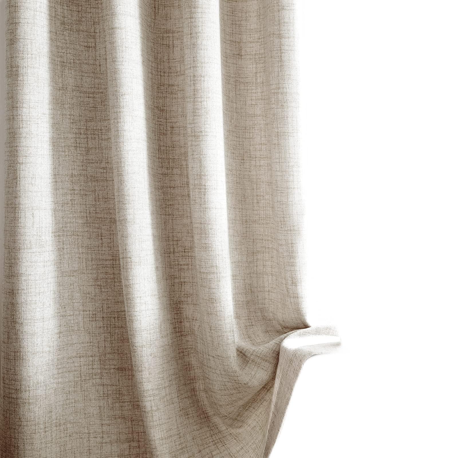 Melodieux Cortinas Visillos Beige para Salón Cortinas Dormitorio 2 Piezas, 140x245cm