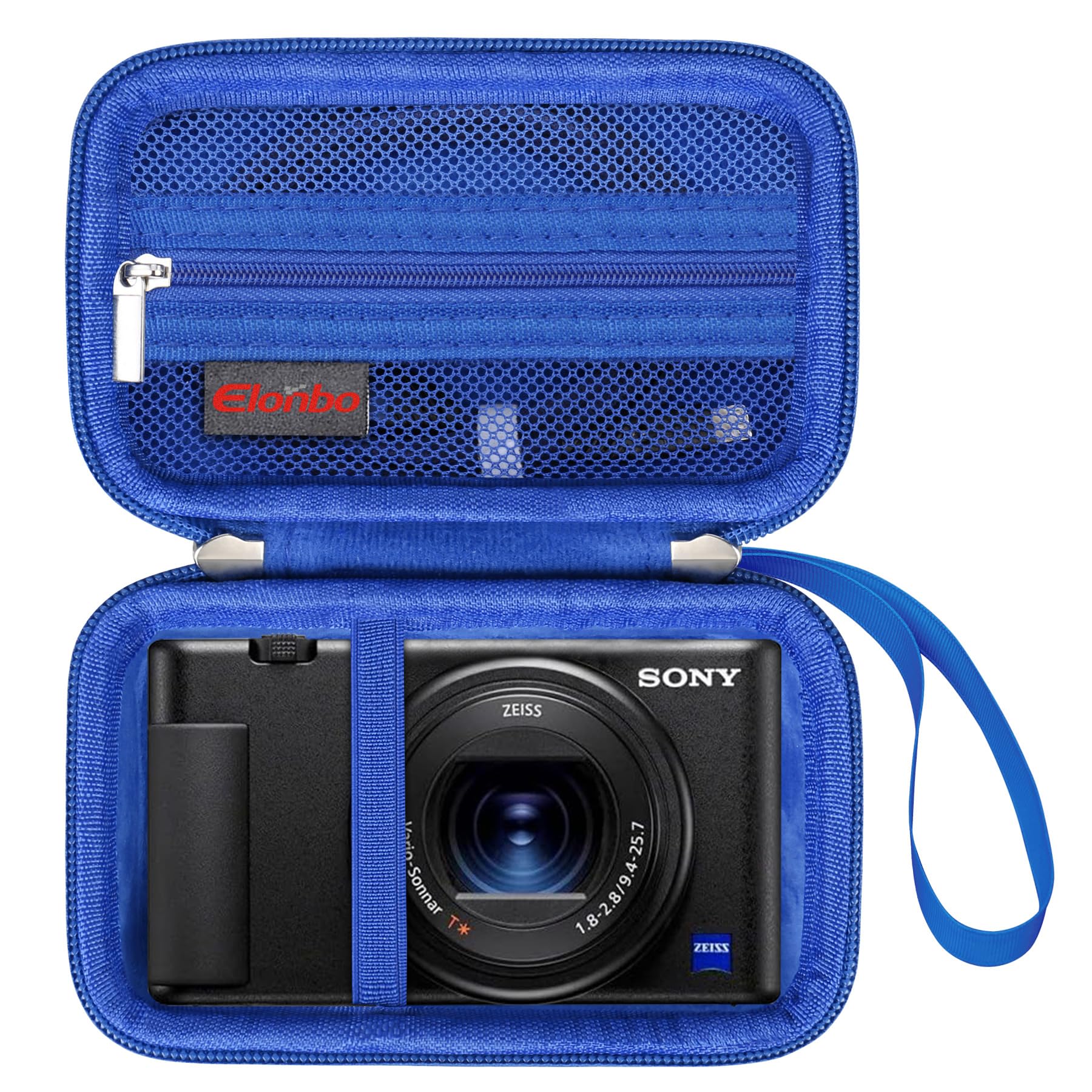 Elonbo Sony ZV-1 / ZV-1F / ZV-1 II Digital Camera Case, 4k Streaming Video Camera, Hard Travel Lid Bag Storage Rack - Blue