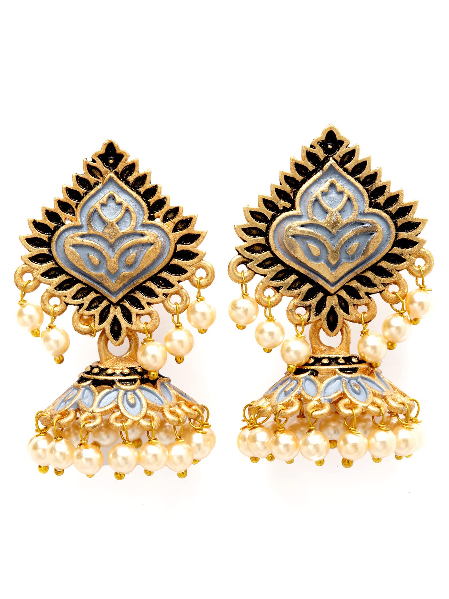 Karatcart Gold Plated Grey Meena Jhumki Earrings for Women (B0BRSW1C6Y) Amazon Price History, Amazon Price Tracker