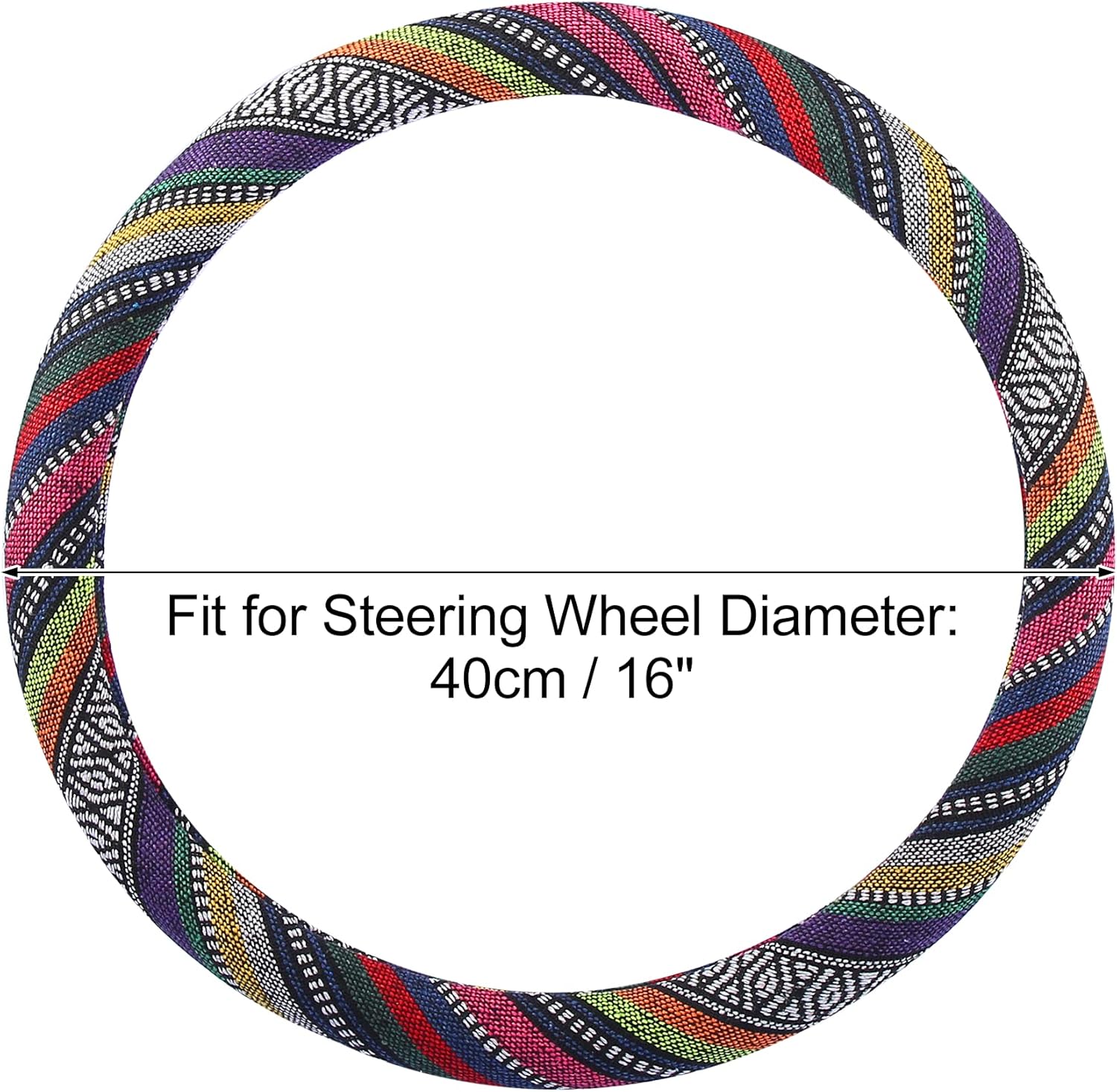 X AUTOHAUX 40cm 16 Inch Universal Car Steering Wheel Cover Non-Slip with Multicolor Style Printing Pattern