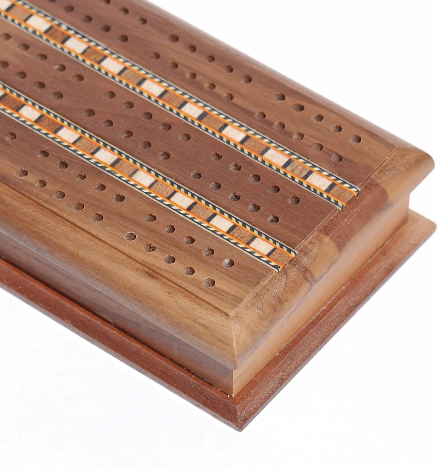 WE Games Custom Engraved Walnut Wood Cabinet Cribbage Set - 3 Track Sprint, Pegs, Cards