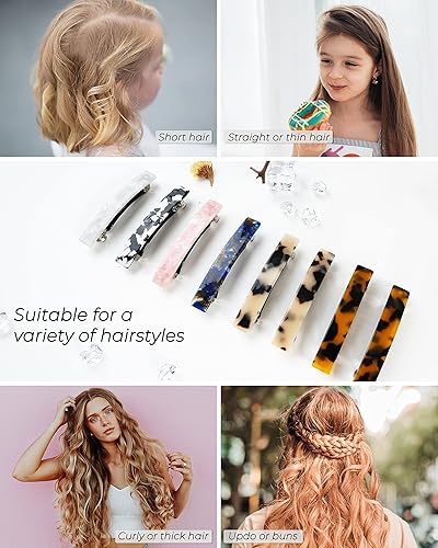 Miniatura 6 de Pasadores de pelo para mujer, 8 pasadores para cabello fino y grueso, pasadores pequeños de acetato de 3 pulgadas, antideslizantes, conchas de