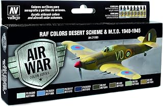 Vallejo "Model Air WWII RAF Desert" Acrylic Paint Kit for Air Brush - Assorted Colours (Pack of 8)
