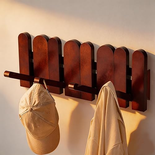 Oroonoko Solid Wood Wall Mounted Coat Rack Handcrafted Space-Saving Entryway Coa