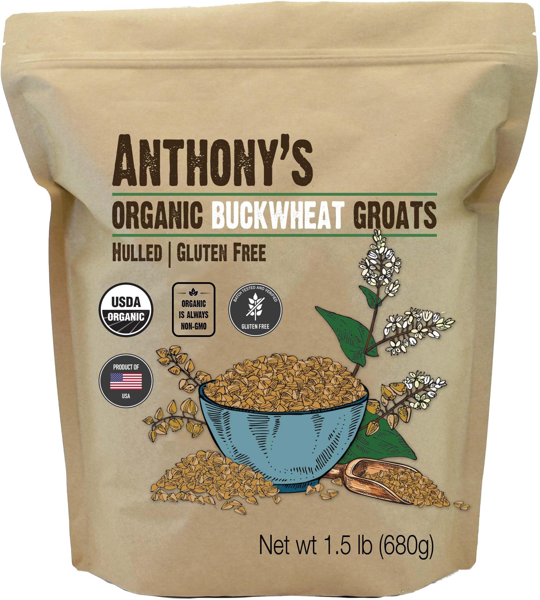 Organic Hulled Buckwheat Groats, 1.5lb, Gluten Free, Non GMO