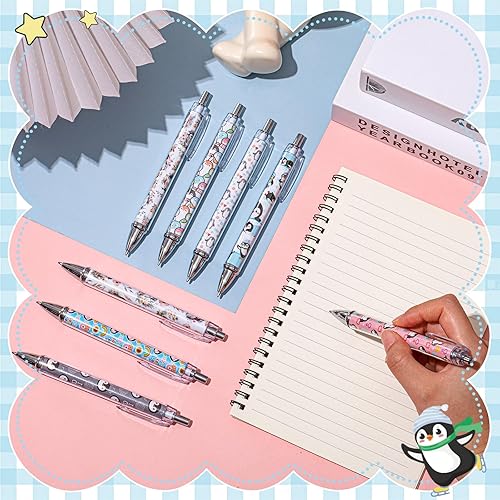 Miniatura 10 de Ireer 8 bolígrafos para mujeres y niñas, bolígrafos de escritura de 0.039 in de tinta negra, bolígrafos de escritura suave de punta fina para