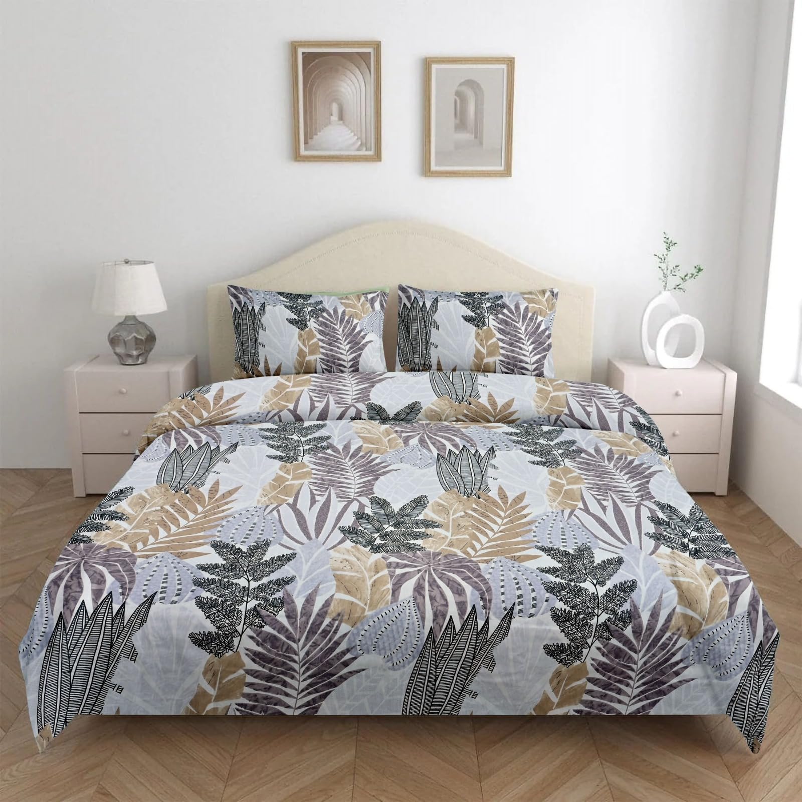 Well Decor Microfiber Double Bed Bedsheet with 2 Pillow Covers, 88 x 98 Inches | 200 TC Flat Printed Bedseet, Breathable, Soft and Wrinkle Free, 125 GSM Premium Bedsheet Chadar, Gray & Black-image-14