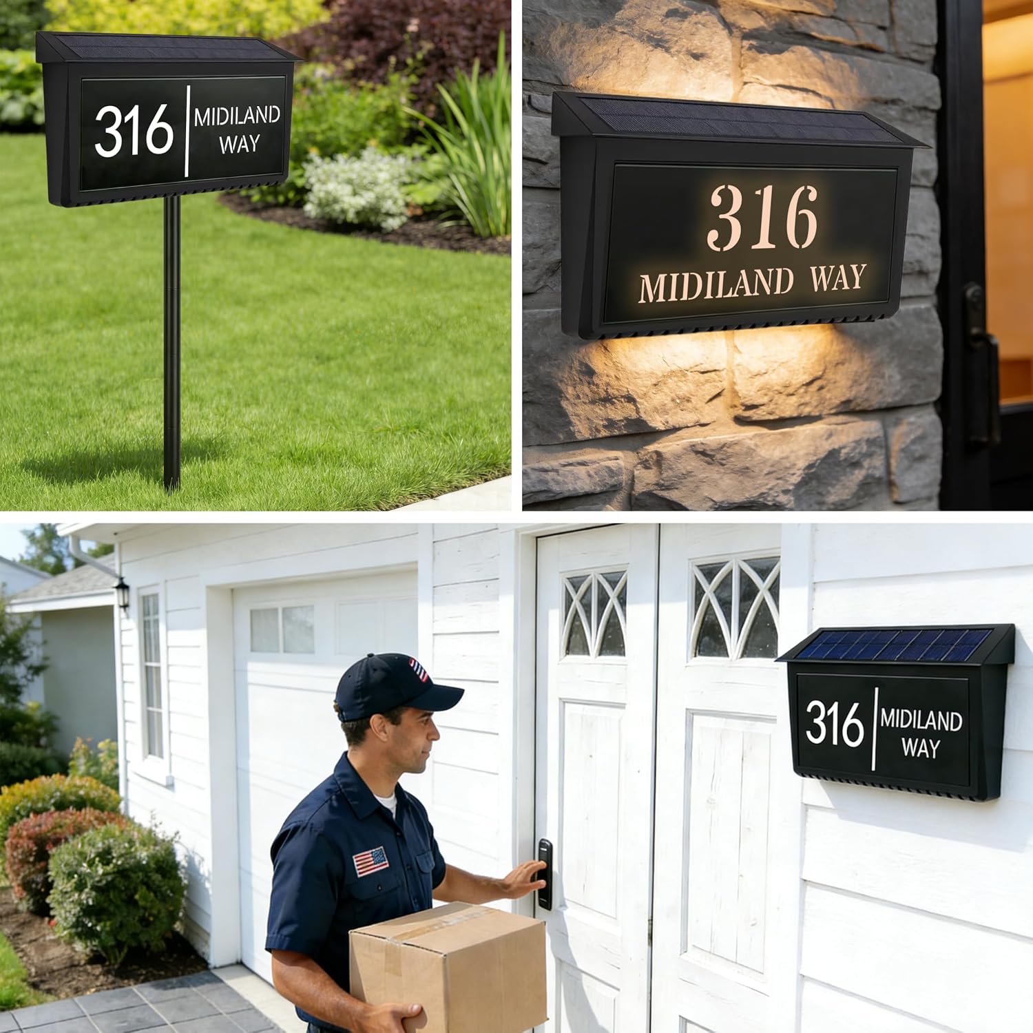 Custom Solar House Numbers for Outside Personalized Solar Address Sign with LED Weatherproof Address Plaque Gift for Housewarming