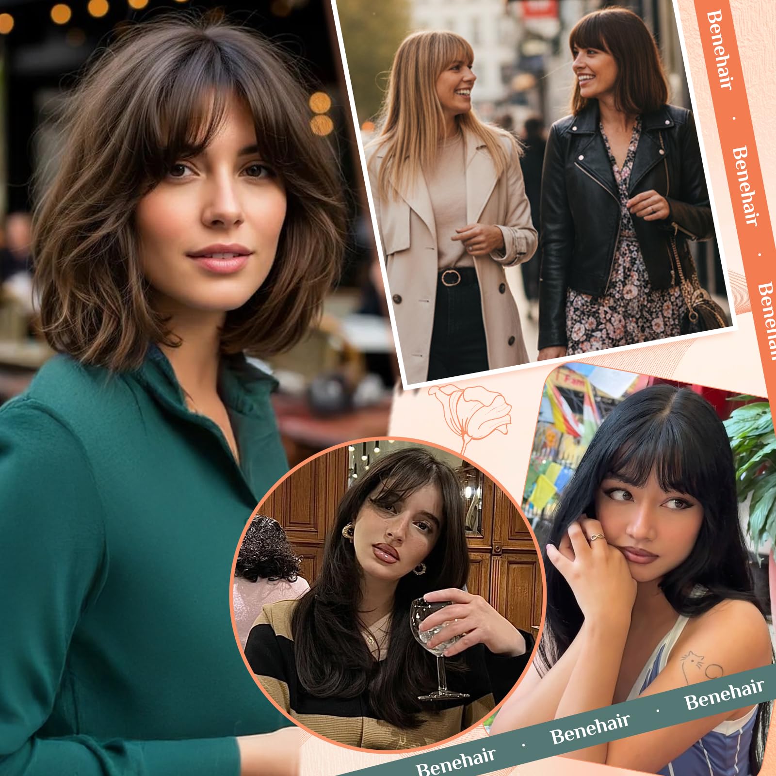 Benehair Echthaar Topper 100% Handgeknüpfte Toupets Clip in Haarteil Haar Haarstücke für Frauen #4P27 Mittelbraun/Dunkelblond Hair Topper Ohne Pony 14g 27 CM
