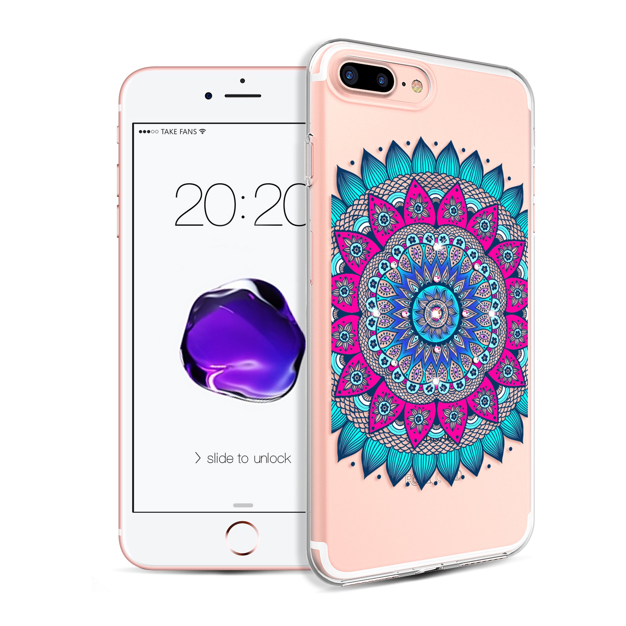 iPhone Plus Case,iPhone Plus Case,Kingxbar Crystals from SWAROVSKI  Element Clear Design Printed Transparent Soft Flexible TPU Protective Back 