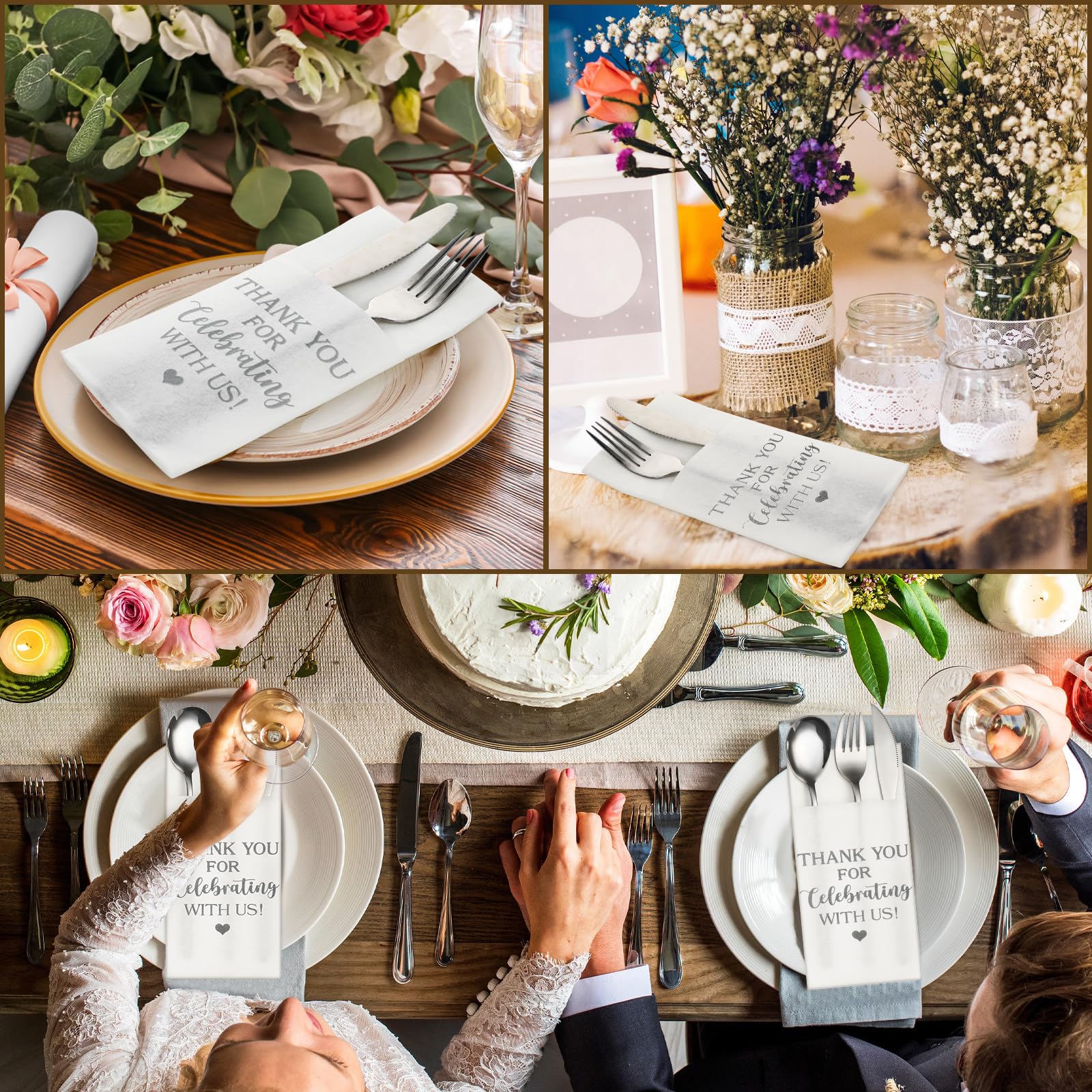 Fuutreo 100 servilletas desechables de lino para boda, servilletas de cena desechables con bolsillo para cubiertos, servilletas de papel Airlaid, servilletas de cena absorbentes para bodas, despedidas