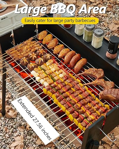 Miniatura 3 de Parrilla de carbón para barbacoa, de acero inoxidable, plegable, portátil, kit de herramientas para barbacoa al aire libre, camping, senderismo,