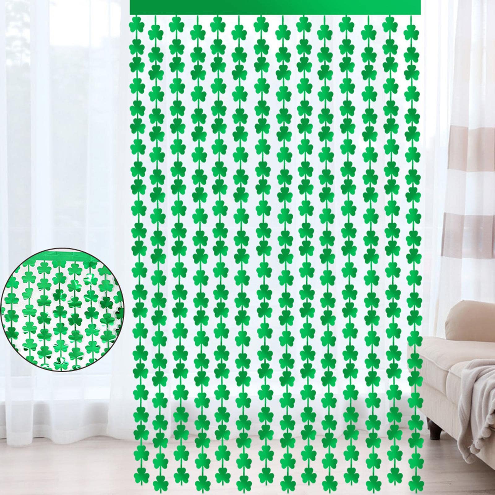 Ghirlanda Quadrifoglio 2 Pezzi Da 4 M – Decorazione San Patrizio, Verde Con Dettagli Oro, Per Feste Irlandesi