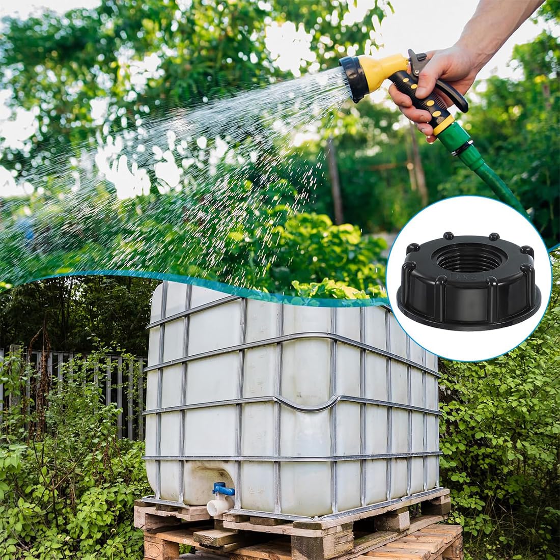 4 pezzi Tappi adattatori IBC Connettore serbatoio IBC da 1 di pollice - Adattatore serbatoio per valvola IBC da 1000 litri