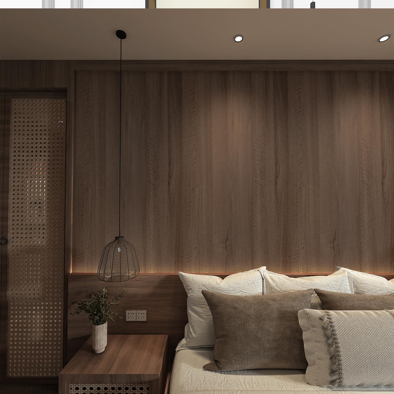 JSEVEM 80CMx9M Walnut Wood Grain Contact Paper for Cabinet Sticke Thicken Wood Peel and Stick Wallpaper Removable Waterproof Self Adhesive Vinyl Film Faux Wooden Look Decor
