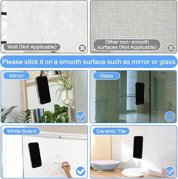 2 Pièces Ventouse Telephone Portable en Silicone Double Face Support, Mains Libres Suction Phone Holder Polyvalent, Tous Les modèles de téléphones, Durable et Facile à Utiliser(Transparent) - 3
