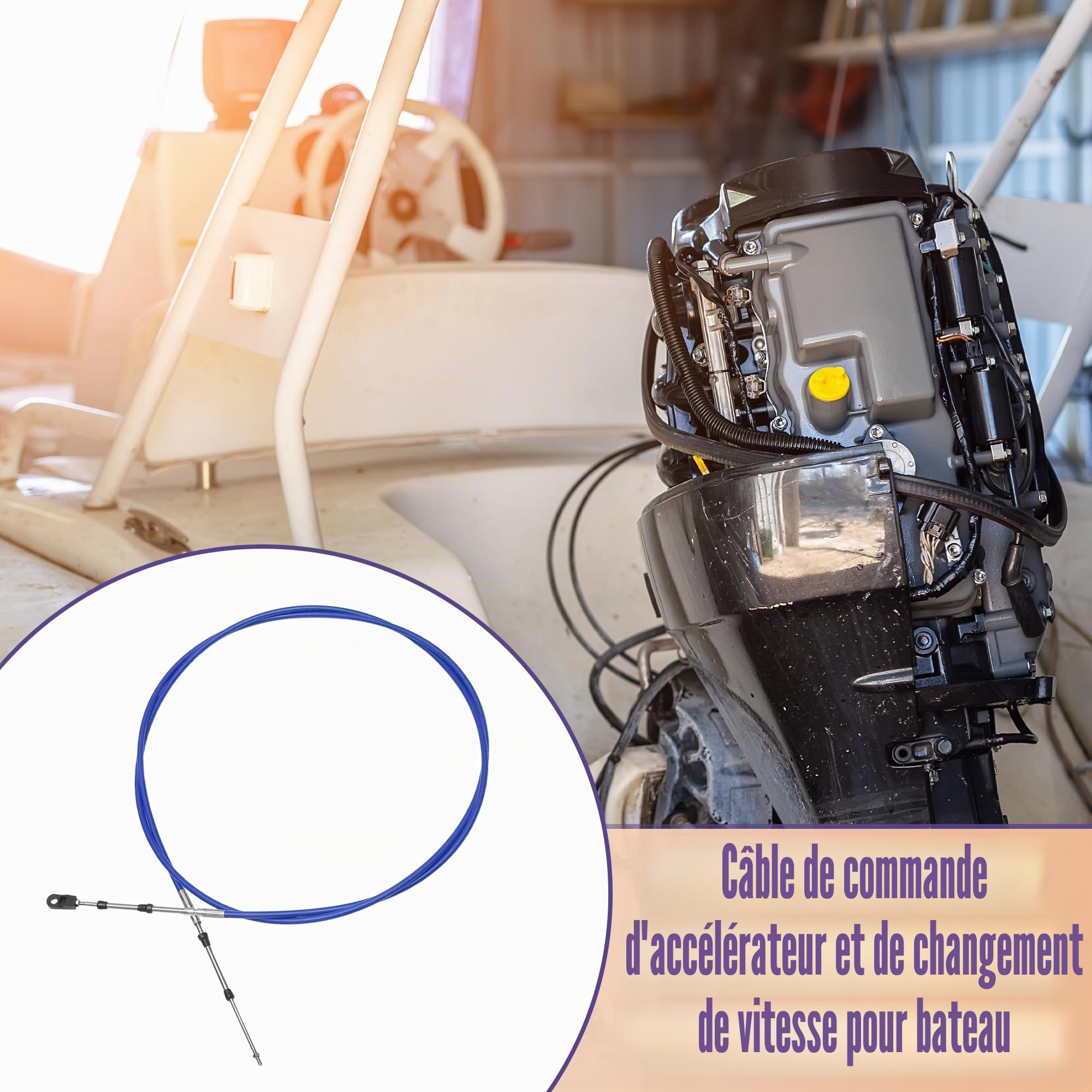 X AUTOHAUX Lot de 2 câbles de commande d'accélérateur pour moteur hors-bord Yamaha