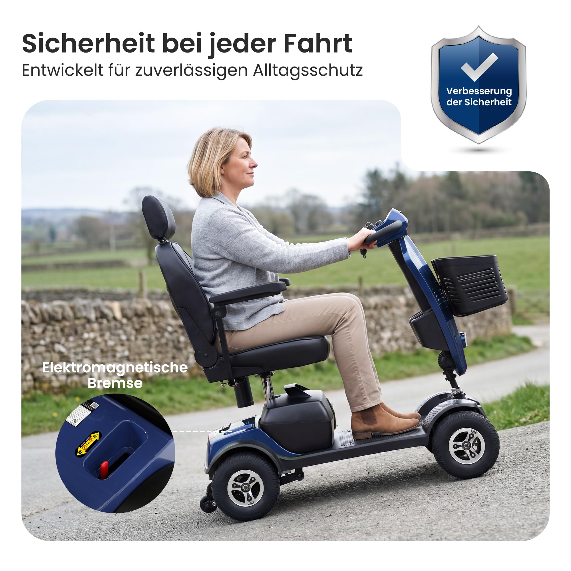 Scooter per mobilità a lungo raggio MAX Plus da 24 V per anziani: batteria da 20 Ah, pneumatici pneumatici da 9 pollici, design pieghevole