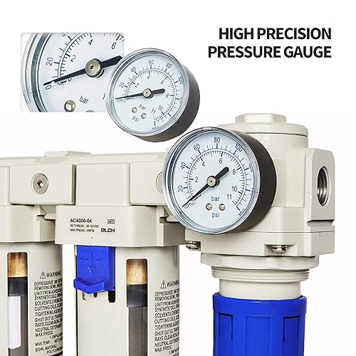 Miniatura 4 de BLCH Secador de Aire para Compresor de 12" NPT - Filtro de Aire Doble Compresor de Aire Regulador de Compresor de Aire AC4000-04 Drenaje