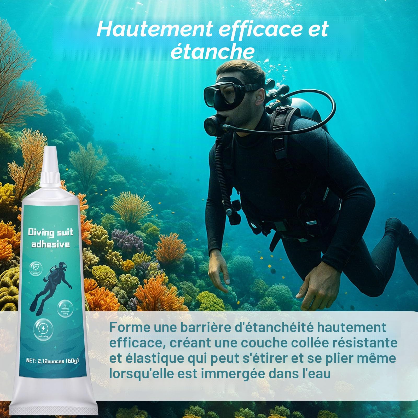 Kit de réparation en néoprène de 120 g, résistant à l'eau salée et aux étirements répétés, spécialement conçu pour la réparation des cuissardes, combinaisons en néoprène, bateaux gonflables en PVC