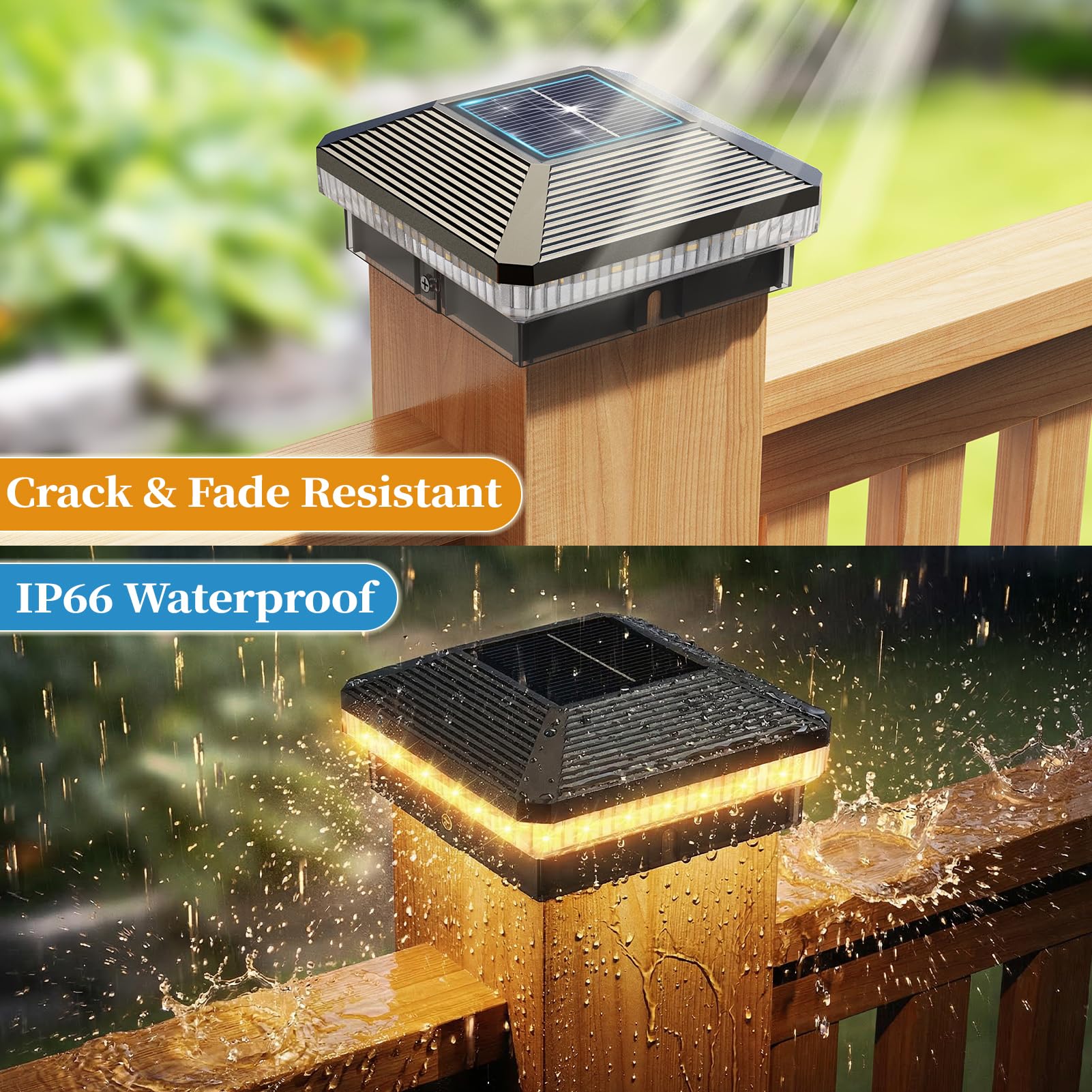 4 Stück Solar-Pfostenkappenleuchten für den Außenbereich, hellere 40 LEDs mit 3 Modi, wasserdichte Deck-Zaun-Pfostenlichter, solarbetrieben für 3,5 x 3,5 und 4 x 4 Holz-/Vinyl-Pfosten