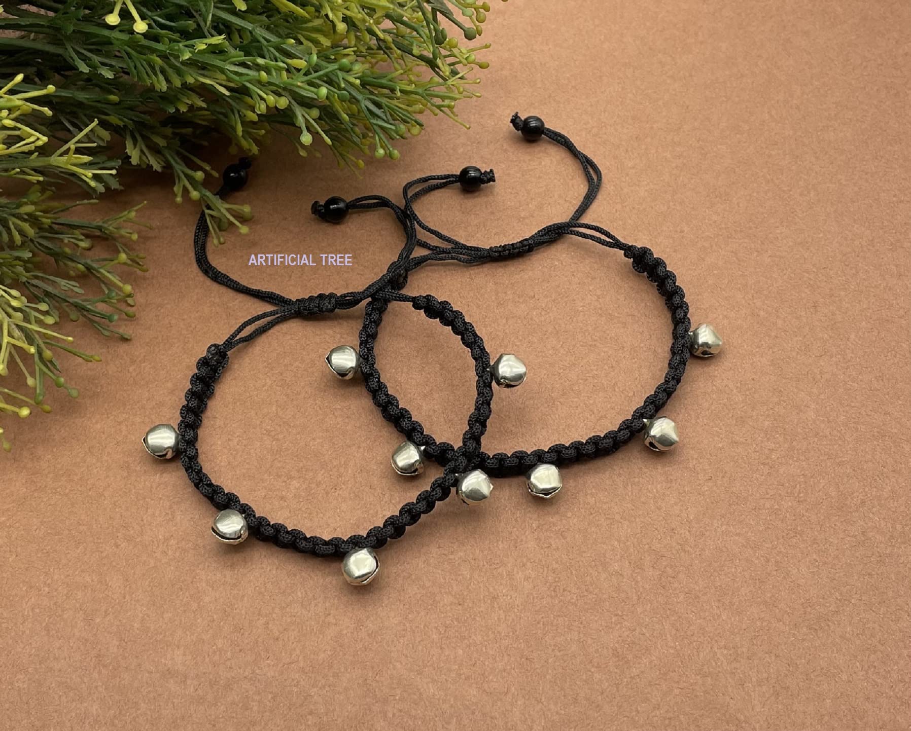 German Silver Ghungroo Charms Thread Adjustable Anklet
