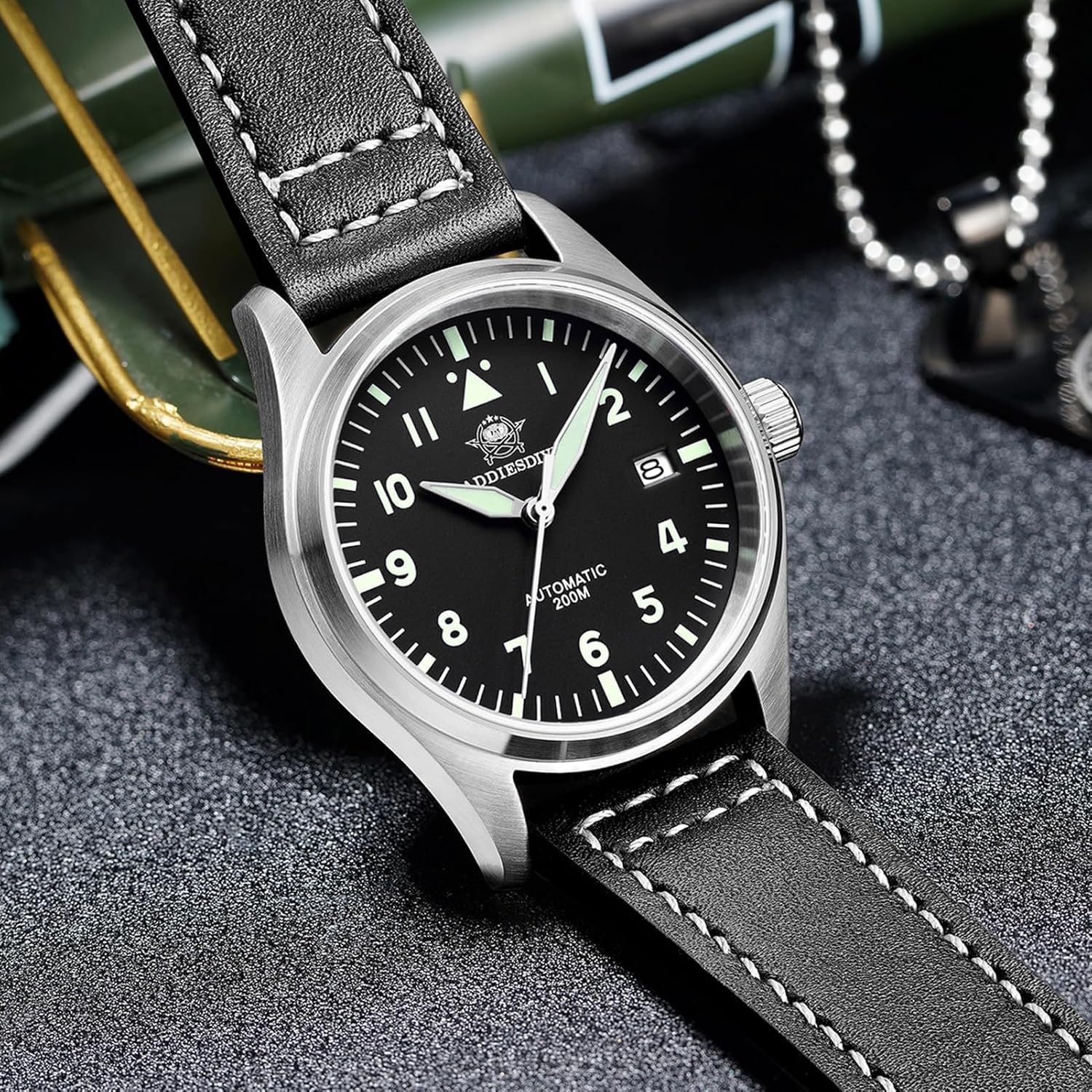 ADDIESDIVE Automatic Watches for Men Stainless Steel Diver 200 M Luminescent Analog Business Casual Dress Watch Men