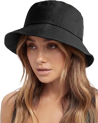 FURTALK Bucket Hats for Women Washed Cotton Packable Summer Beach Sun Hats Bucket Hat with Strings for Travel