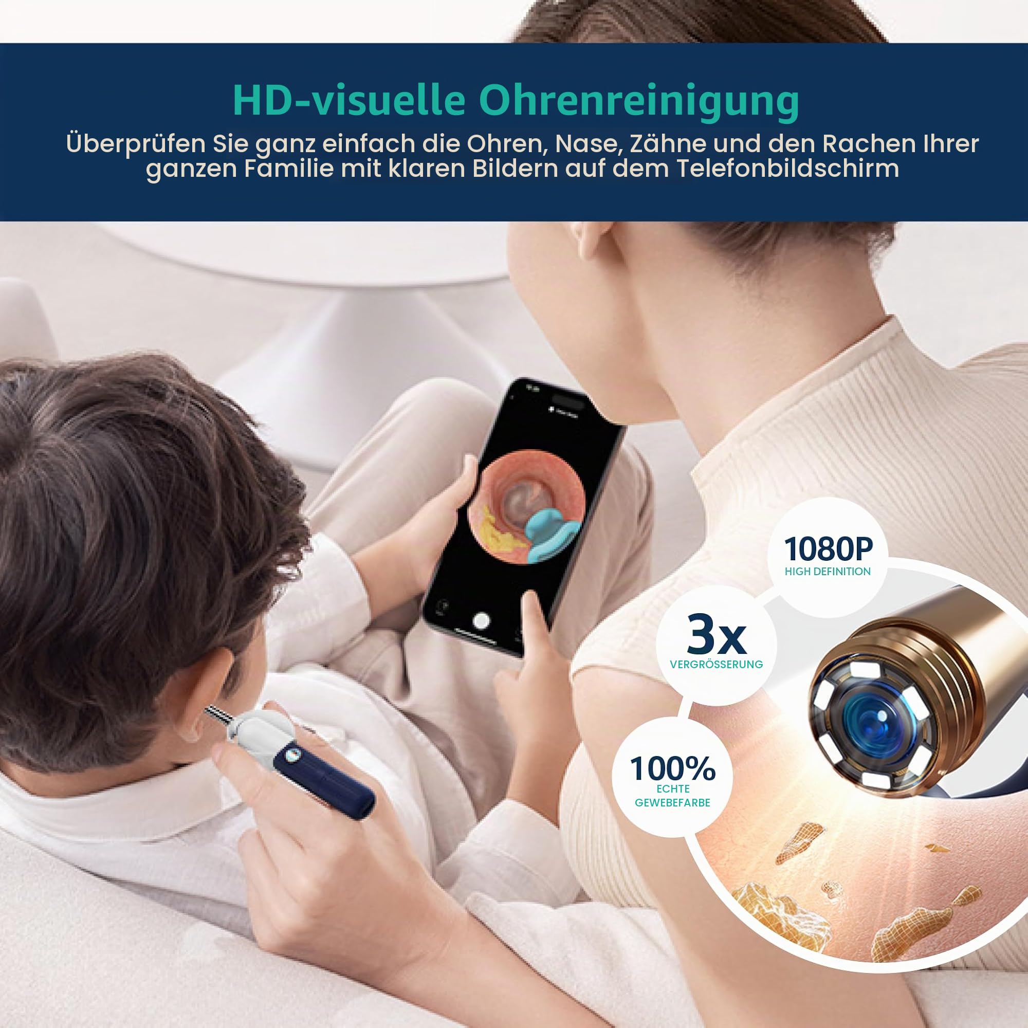 Flexibles Ohrenreinigungs-Set mit Aufsätzen – Silikon Ohrreiniger mit Pinzette, Löffel und hygienischem Reiseetui (White)