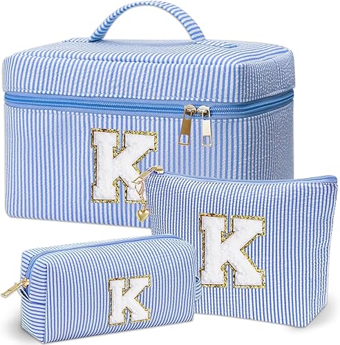 Rosa y azul (Makeup Bag 3pcs Pink+Blue), Azul, K