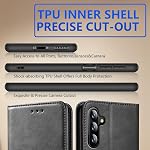 Pour Samsung Galaxy A17 Arguments pour Samsung A17 Clapet magnétique anti-choc pour Galaxy A16 Couverture avec des fentes de carte de crédit en espèces pour Samsung A17 (Noir)