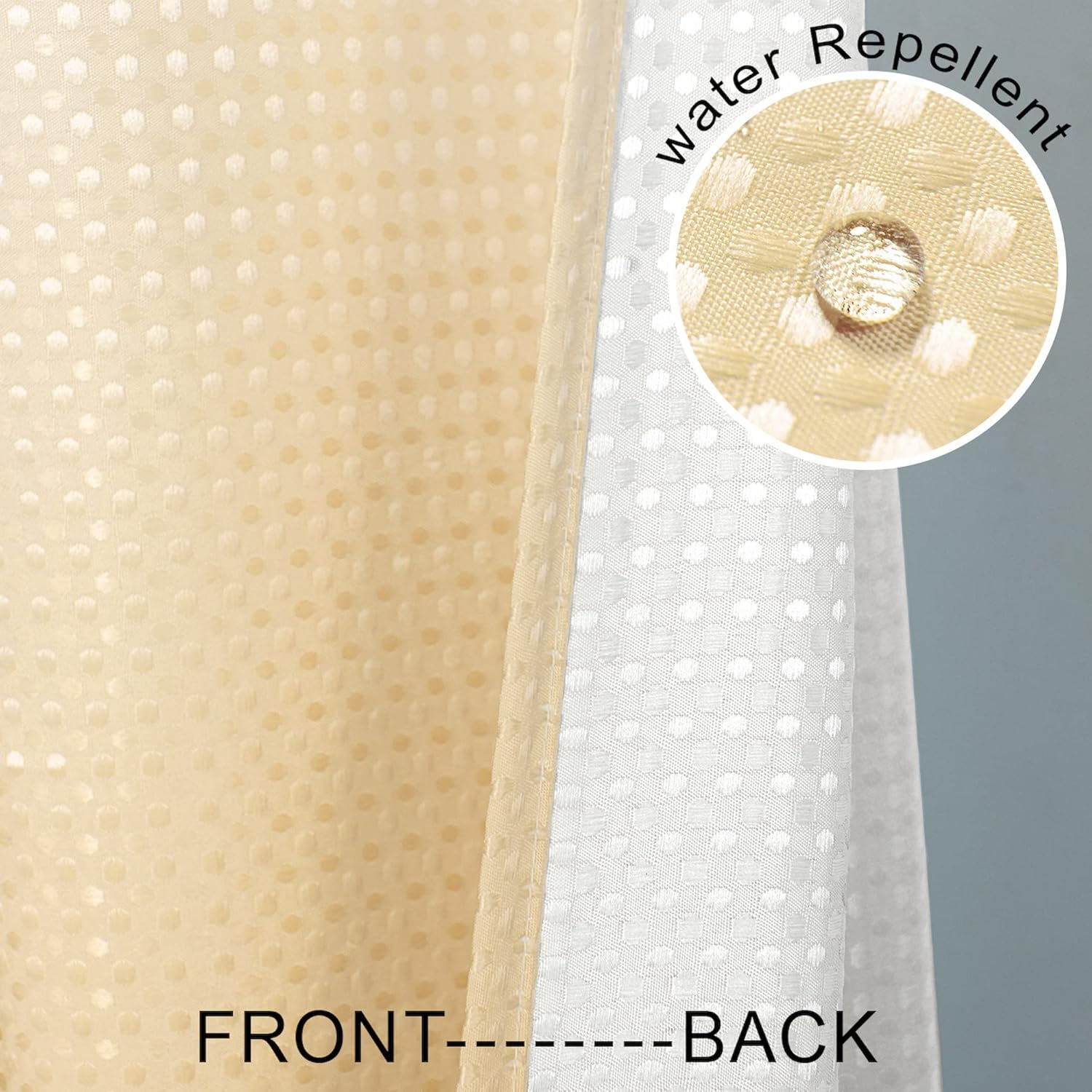Mrs.Naturall Shower Curtain Gold Accents Bathroom Sets with Hooks Glam Luxury Waffle Fabric Waterproof Autumn Fall Shower Curtains White and Yellow Light Gold
