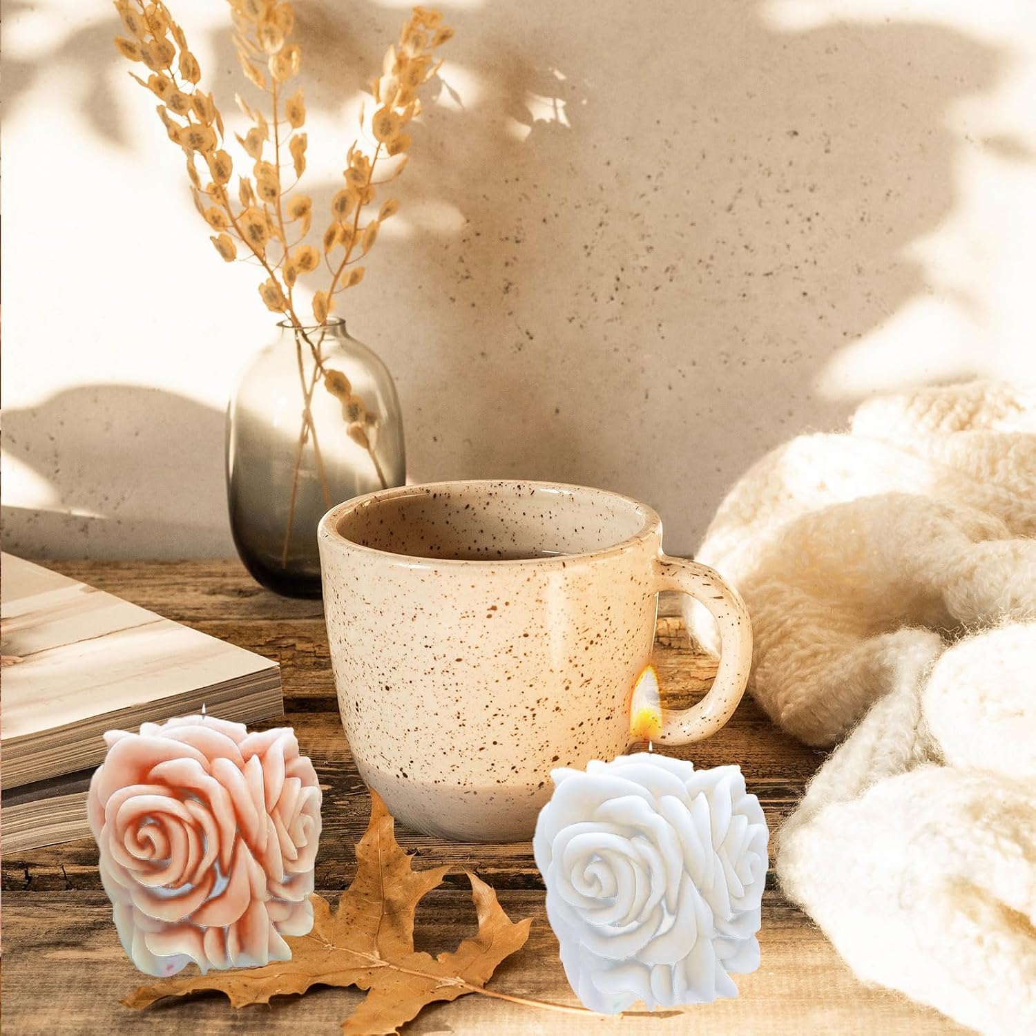 Rose Candle Silicone Molds Valentine's Day Handmade 3D Candle Molds for Candle Making, Silicone Epoxy Resin Mold, Ornament Mould for DIY Candle Soaps Home Decor