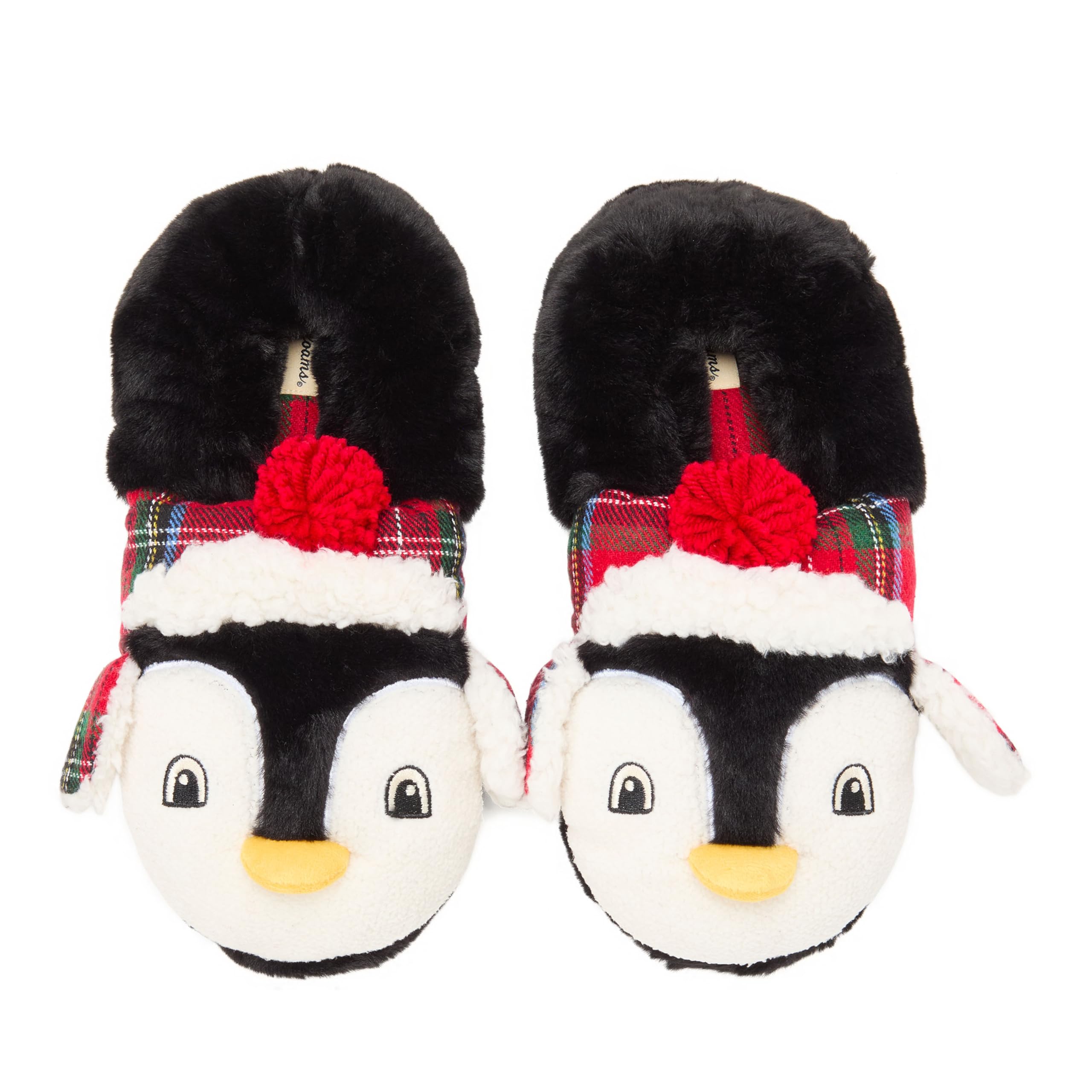 Dearfoams Unisex Adult Holiday Christmas Gift Family Matching Santa Reindeer Teddy Bear Plush Memory Foam Slippers