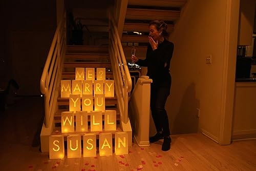 Miniatura 18 de Bolsas de papel con letras iluminadas por velas pequeñas, con pétalos de rosa, decoraciones para aniversario y San Valentín, texto “I Love You
