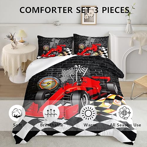 Vista 142 de Axolotl Kid Comforter Set Twin Size,Racing Car Bedding Set for Boys Girls Teen Kids Children Racing Gifts,Race Cars Quilt Bed Set with 1 Comforter 2